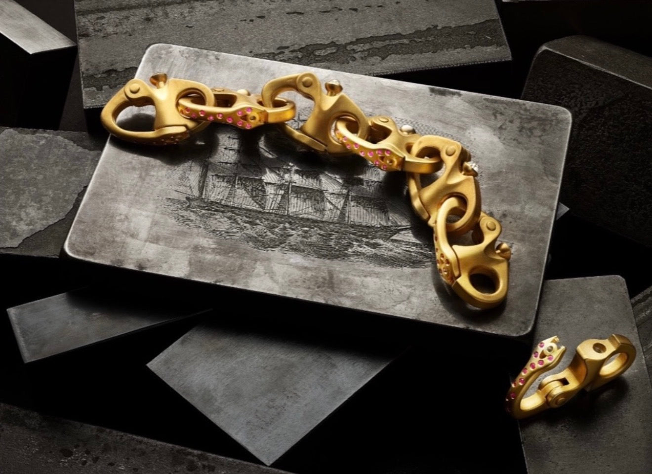 Shackles Bracelet Adorned with Rubies